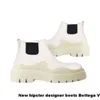 Witte Dames Man BOTTEGA laarzen luxe Tire Lean Leather Chelsea Dames laarsjes Heren Lug platform chunky schoenen lady Knight low top boots designer boot 35--45 AACCCX