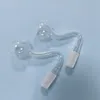 QuartzPro 14mm Male Clear Bent Curve Glass Oil Burner Pipe Attachment With 3cm Curved Big Head Bowl