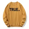 Moletons masculinos True Simple Letter Design Printing Mens Fleece Warm O-neck Hoodie Casual Fashion Basic Clothing Sports Street Sweatshirt