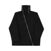 Men's Hoodies Double Zipper Sweatshirt For Men Harajuku Streetwear Fashion Dark Black Gothic Pullover High Collar Hoodie Sweatshirts Women