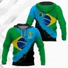 Moletons Masculinos Moletons de Outono Estampas do Emblema do Brasil Moda de Rua Blusas Descoladas Unissex Roupas Grandes com Capuz Moletom com Capuz