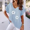 Women's Blouses Lady Batwing Sleeve Top Women Summer T-shirt Floral V Neck Tee Soft Breathable For Mid Length Loose Fit Wear