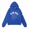 2023 Sp5der 555555 Hoodies Mens Womens Angel Number Puff Pastry Printing Graphic Spider Web Sweatshirts Streetwear Top Clothing Light Blue D0QT