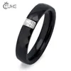 Unique Ceramic Black Rings Women 4mm White Ring For Women India Stone Crystal Comfort Wedding Rings Engagement Brand Jewelry