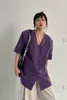 Kvinnorjackor Summer Purple V-krage kostym tunn kort ärmrock för kvinnor