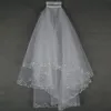 Veli da sposa Velo da sposa da sposa 2 strati fatti a mano con perline Bordo a mezzaluna Accessori da sposa Velo Colore bianco e avorio in stock283M