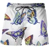 Mäns shorts 2023 Summer Cartoon Butterfly 3D Printing Street Style Beach Sports Casual badkläder Män anpassad bräde
