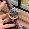 Sapphire Skeleton Orologio automatico da uomo Sun Moon Phase Mens Orologi meccanici Top Orologi da polso Cinturino in pelle 15584 BDFL224e