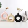 Vases Creative Ceramic Vase Ornament Living Room Geometric Shape Dining Table Surface Entrance Furniture Decorative