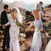 2020 Sell Country Farm Wedding Dresses Full Lace Mermaid Long Sleeve Sexig backless Summer Garden Bridal Gowns Boho Robe de Mar268L