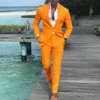 Mäns kostymer blazers orange kostym homme smala fit män affärsmanto brudgum bröllop formell prom blazer 2 datorer terno masculin317b