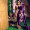 Vestidos de baile de formatura sereia de veludo africano com decote em joia apliques de renda um ombro vestidos de noite longos Aso Ebi Vestido de festa Plus Size286S