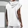 Mäns avslappnade skjortor Summer Hooded Tank Top Solid Color Sleeveless Loose Mannen Män för gymmet