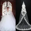 Vintage White Ivory One Layer Wedding Veil Lace Edged Chapel Length Romantic Bridal Veils with Comb Cheap Ready to ship CPA091296W