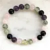 MG0872 8MM A Grade Noir Tourmaline Prehnite Bracelet Femme Quartz Rose Energy Power Bracelet Cadeau pour la Fête des Mères2481