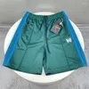 Shorts Masculino Needles Masculino Feminino High Street Nylon Mesh Perna Borboleta Logotipo AWGE Calças de Atletismo Academia