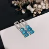 Brincos pendentes Banquete Festa Casamento Boutique Jóias Conjunto de Prata S925 Topázio Azul Suíço Feminino