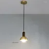 Lampes suspendues rétro simples lumières cuivre et bois suspendus pour salon décor salle à manger cuisine luminaires E27 lampe à main