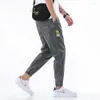 Men's Jeans Est Goods Baggy Drawstring Waist Men Streetwear Elastic Cuff Kpop Clothes Casual Wide Leg Harajuku Gray Blue