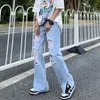 Jeans da donna Taglio di avvio di alta qualità Tendenze della moda coreana da donna Strappato Streetwear Adolescente Pantaloni larghi con foro per le gambe Vestiti consumati