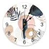 Relojes de pared Bohemian Navy Tropical Palm Dormitorio Reloj Gran Cocina Moderna Comedor Redondo Sala de estar Reloj Decoración para el hogar