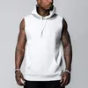 Men's Hoodies Summer Hooded Tank Top Casual Fashion Running Sports T-Shirt Gym Fitness Solid Short Sleeve Premium