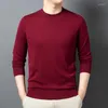 Hommes chandails hommes soie laine tricot t-shirts haute qualité col rond mince pull mâle à manches longues vêtements pull pulls