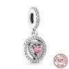 925 Argent Fit Pandora CharmPink Original Amour Verre Coeur Forme Charmes De Mode Ensemble Pendentif DIY Fine Perles Bijoux, Un Cadeau Spécial pour Les Femmes