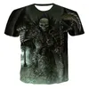 Hommes t-shirts noir mode été T-shirt hommes 2023 3D crâne impression T-Shirt respirant Streetwear épissage chemise XXS-6XL