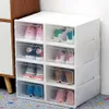 6st Transparent Shoe Box Storage Shoe Boxes Thickened Dustproare Shoes Organizer Box kan överlagras Combination Shoe Cabinet226p