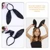 Bandanas 2 Pcs Black Head Band Props Accessories Costume Headband Ears Satin Cloth Woman