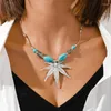 Pendant Necklaces Bohemian Turquoise Love Heart For Women Ethnic Flower Pendants Statement Girls Party Jewelry Decoration