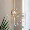 Garden Decorations Chakra Glass Crystal Suncatcher Hanging Moon Catcher Pendants Wind Chimes Rainbow Prism Drop Pendant Garden Home Decor Christmas 230721