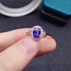 Cluster Ringen Verkoop Zilveren Tanznaite Ring Voor Bruiloft 5mm 7mm 0.7ct VVS Grade Natuurlijke Tanzanite 925 Sieraden