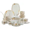 Sets Luxury Dinnerware Artistic Ceramic Golden Bone China Dishes and Plates Dinner Set 62pcs Nordic Tableware