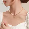 Chaînes collier femme bijoux cuivre galvanoplastie vide couleur rétention cadenas Zircon perle clavicule chaîne