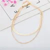 Choker Trendy Women Fashion Layered Chain Jewelry Stainless Steel Necklace Set Fish Bone Collar Charms Golden Color