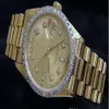 العلامة التجارية الجديدة جودة الرئيس يوم 18K صفراء الذهب ساعة W الذهب Diamond Dial Pozel Men's Sport Wrist Watches Automatic Mens236C