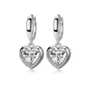 Dangle Earrings S925 Sterling Silver 30MM Colored Heart Large Zircon For Women Fashion Engagement Wedding Gift Jewelry