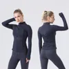 Women Yoga Jacket Clothes Top Slim Yoga-Running Fitness Zipper Stand Collar Slim Fit Long Sleeve Sports Training Quick Dry