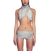 شورتات نسائية Achlibe Women S Summer Draphring Gray Ruched Lundage Tie Up Streetwear Pants