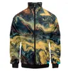 Heren Jassen Zwart Wit Gradiënt Verf Harajuku Rits Jas Voor Mannen Jongens Streetwear Militaire Camouflage Honkbal Grote Maat Custom