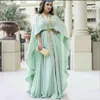 Robes de soirée formelles vert menthe avec manches longues détail de broderie d'or de luxe Kaftan Caftan arabe Abaya Occasion Prom Dress258K