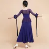 Vêtements de scène femme robe de danse de salon maille Patchwork valse Tango Performance Dancewear demi manches danse Costumes NY08 F3014