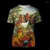Mannen T-shirts Unisex Animal Haan 3d Print Grappige T-shirt Zomer Toevallige Korte mouwen Top Oversized Ademend Shirt voor Mannen