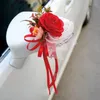 Dekoratif çiçekler şerit çiçek çekme yapay araba ayna kapı dekorasyon küçük düğün