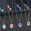 Collier Boucles d'oreilles Set Crystal Luxury Jewelry Choker en acier inoxydable Golden Simulate Gemstone Women's Wedding Gifts