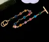 Fashionable Colorful Rhinestone Chain Bracelets Women Classic Luxury Designer Letter Charm Bracelet Jewelry Wedding Lovers Gift