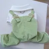 Dog Apparel 2023 Clothes Spring And Summer Fashion Small Green Color Suit Four-Leg Corduroy Overalls