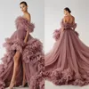 2022 High Low Prom Party Dresses Fluffy Ruffled Tulle Off the Shoulder Formal Evening Gowns Strapless Po Shoot Pography Dres294j